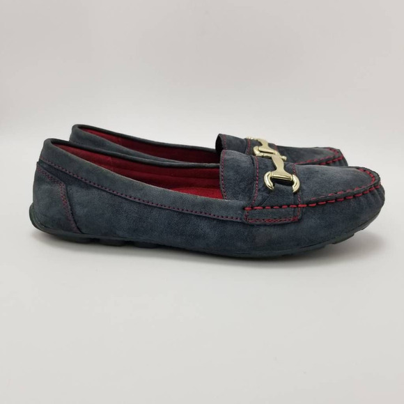 Cynthia Rowley Womens Seeker Driving Loafer Flat Shoes Blue Leather Slip On 9.5M - Picture 1 of 12